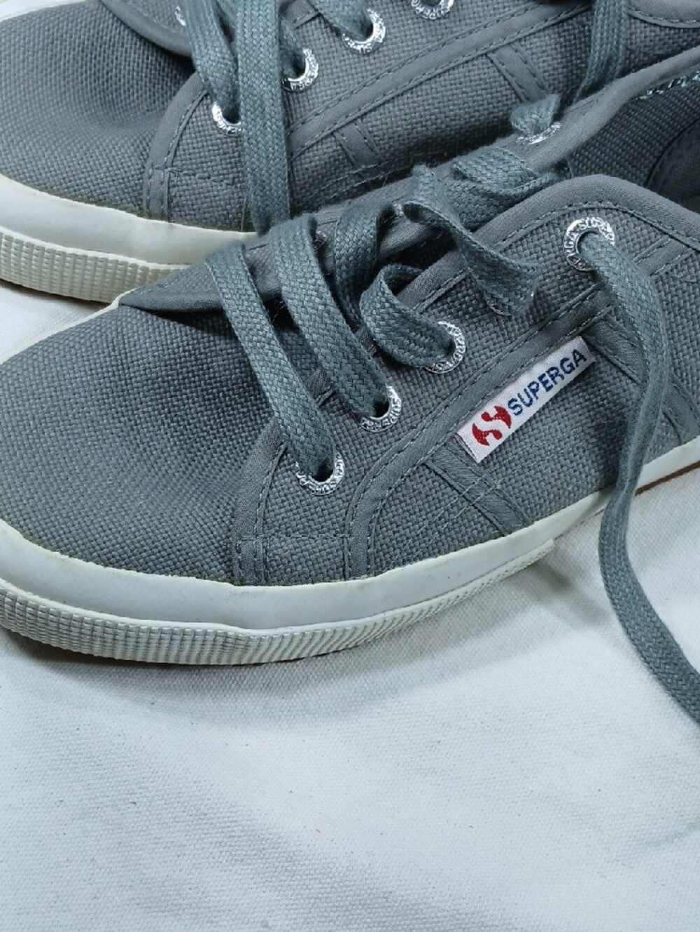Superga womens Gray Canvas Low-Top Lace-Up Sneakers - Picture 8 of 10